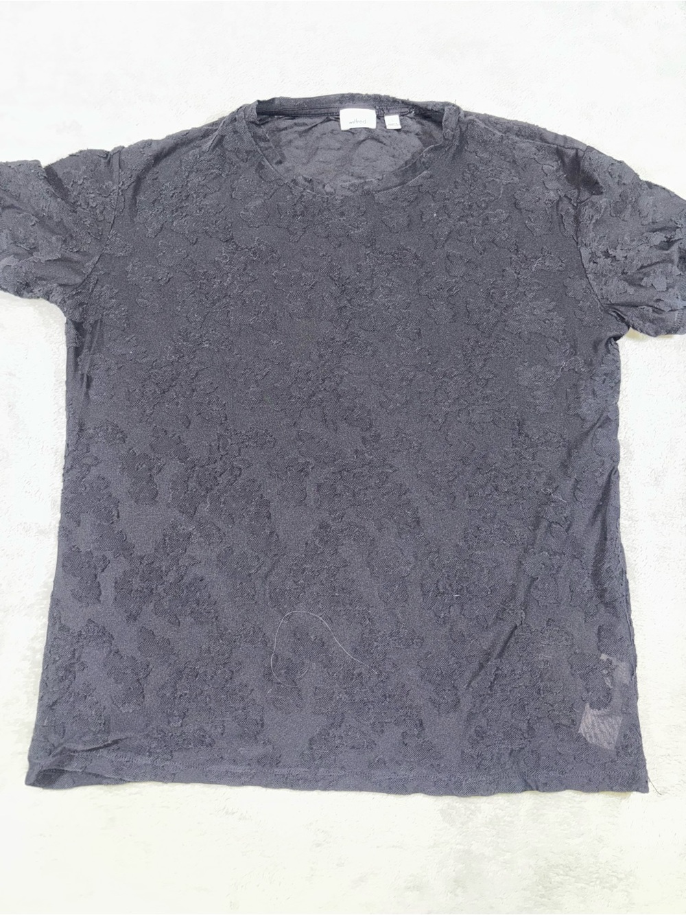 Wilfred by Aritzia Charcoal Burnout Textured Crewneck T-Shirt - Size Small